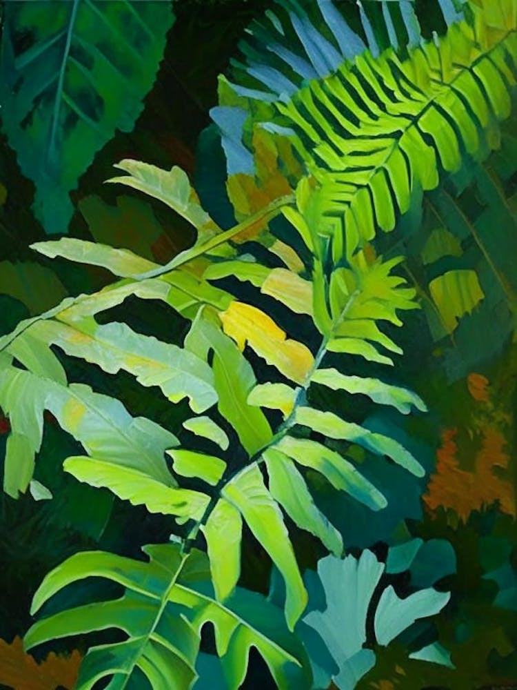 Flat Leaf Fern Cézanne Style