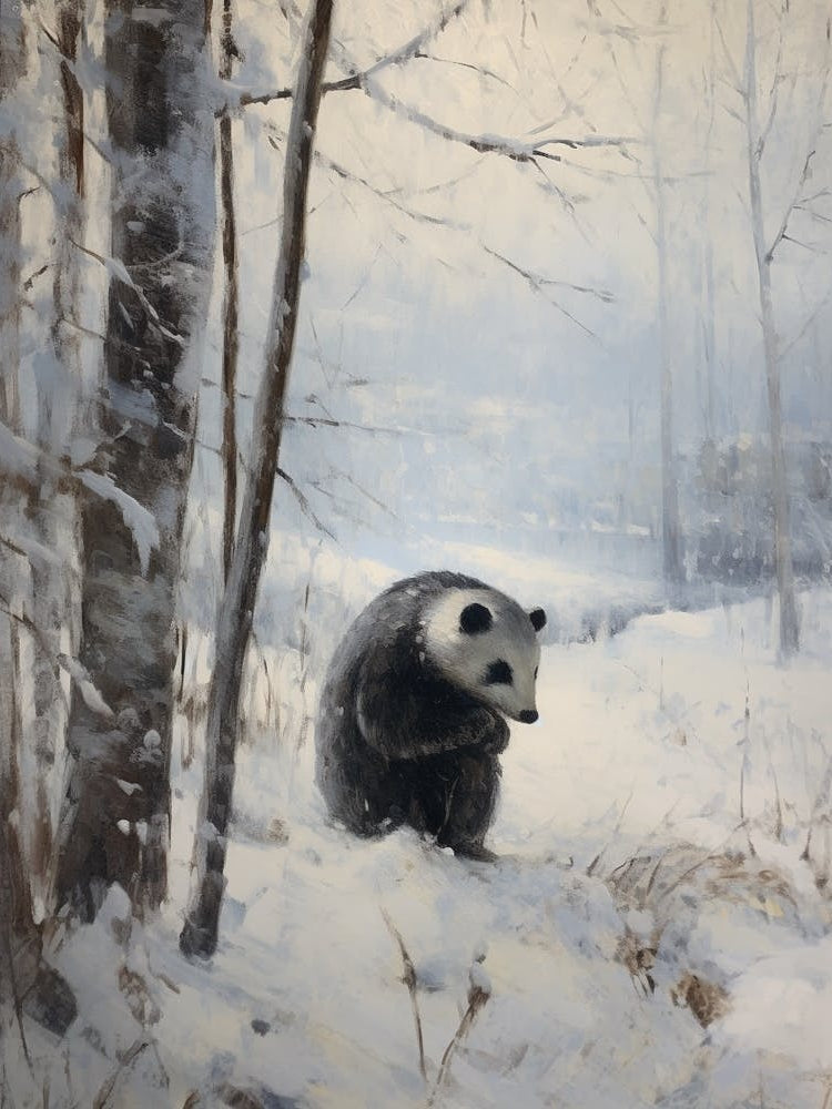 Vintage Winter Animal Painting Badger 1