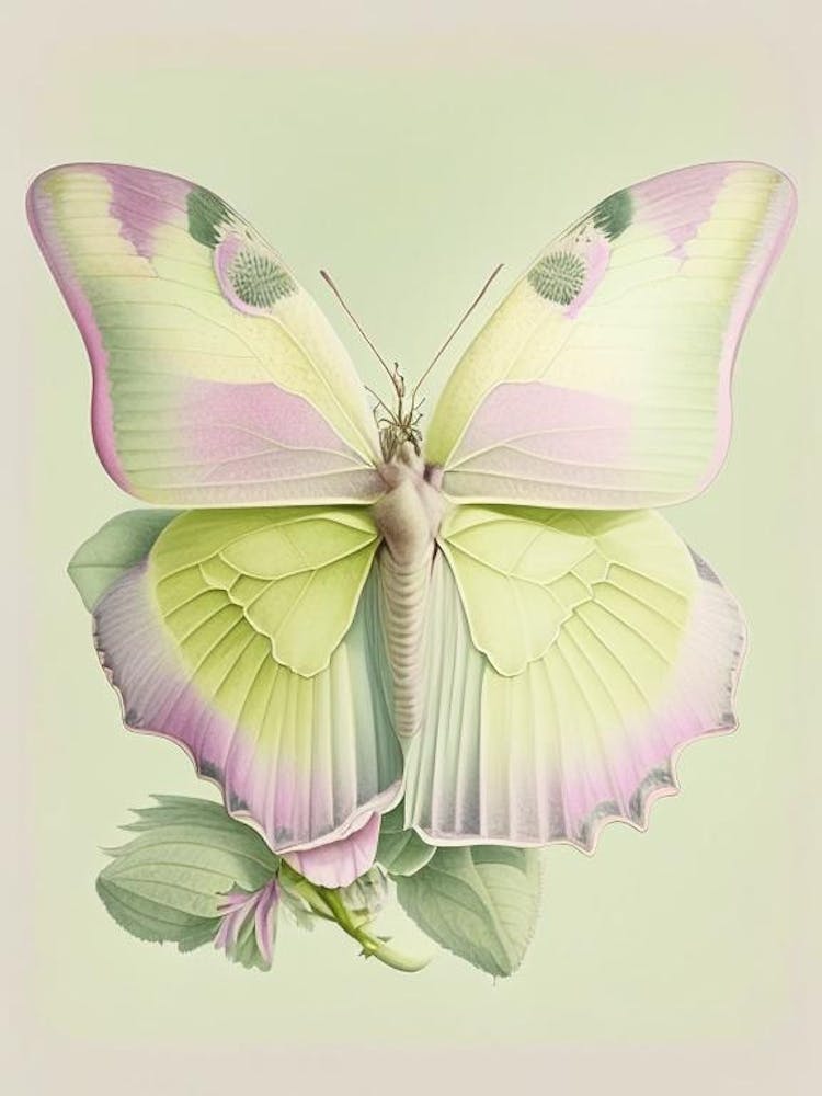 Brimstone Butterfly Vintage Pastel 1