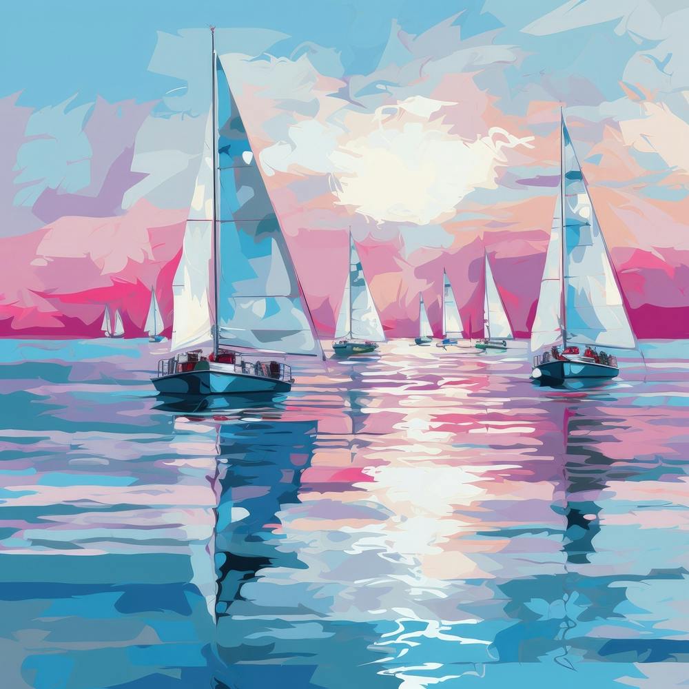 Sailboats At Sunset