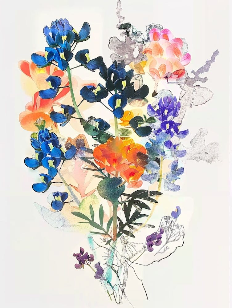 Bluebonnet 5 Collage Flower Bouquet
