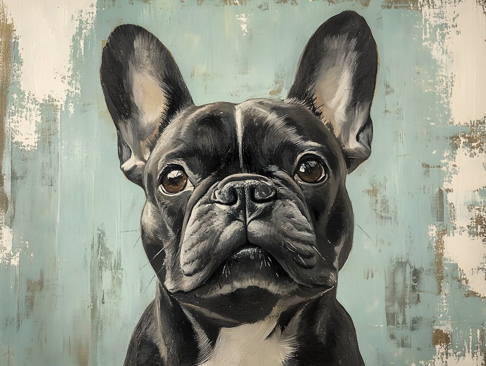 Minimal Frenchie With Green Background