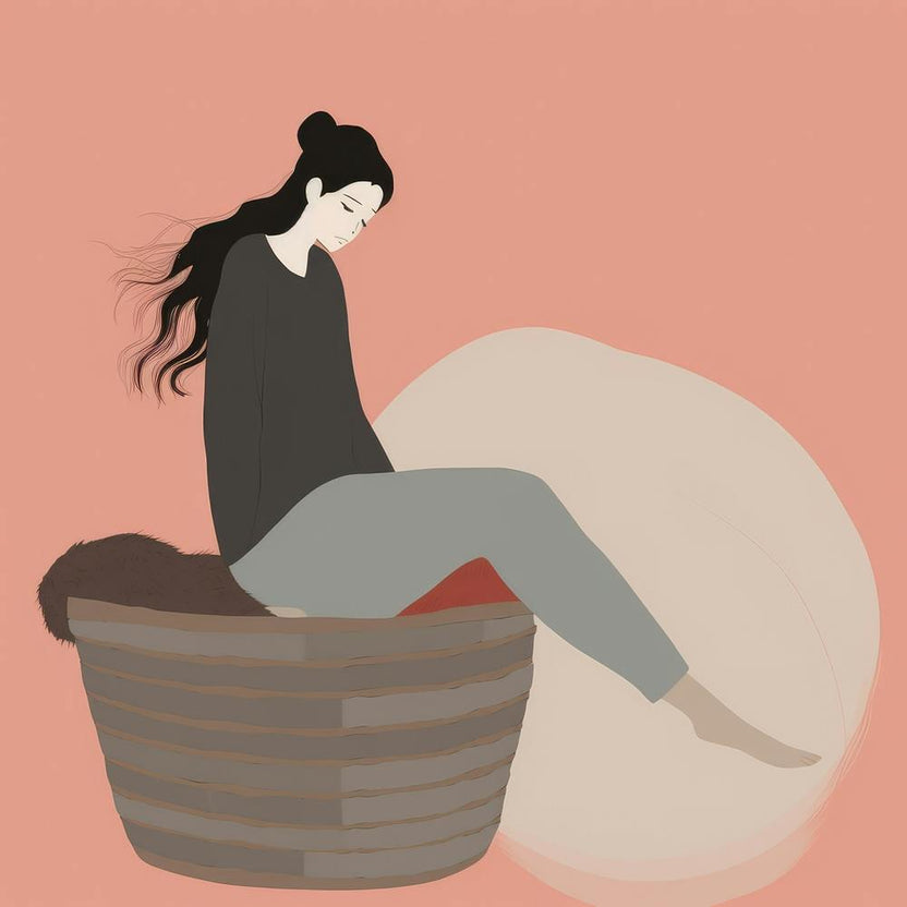 Woman Sitting In A Basket