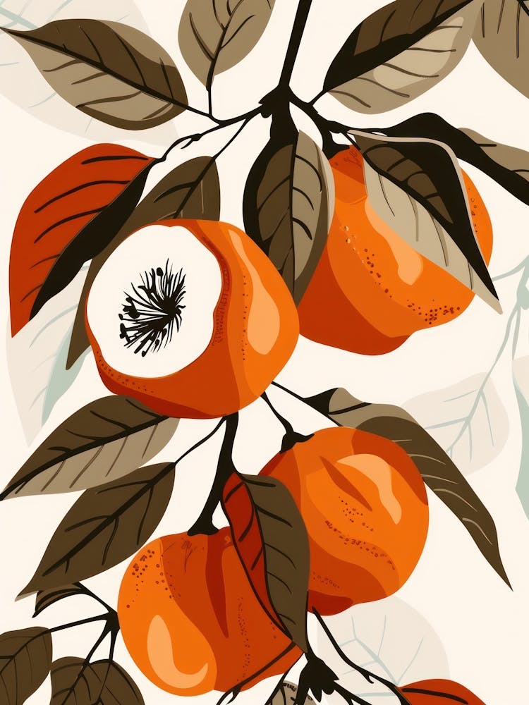 Persimmon Close Up Illustration 2
