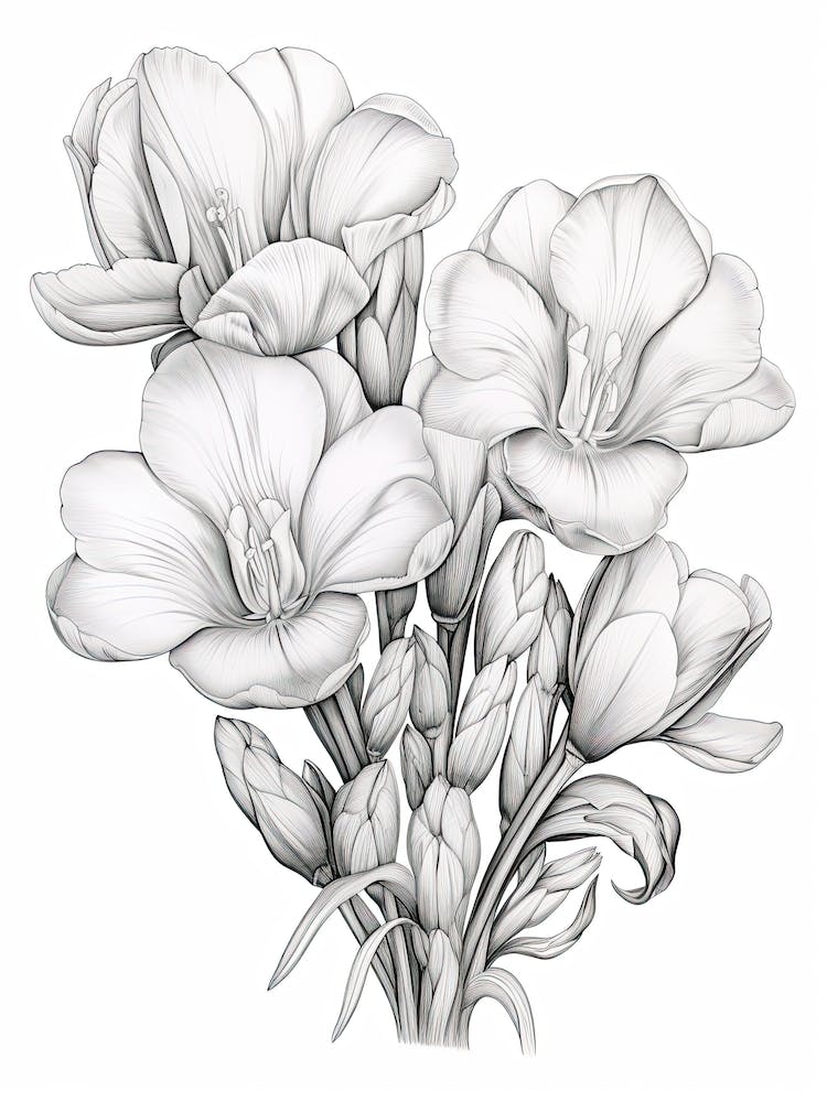 Freesias Flower Vintage Botanical 1