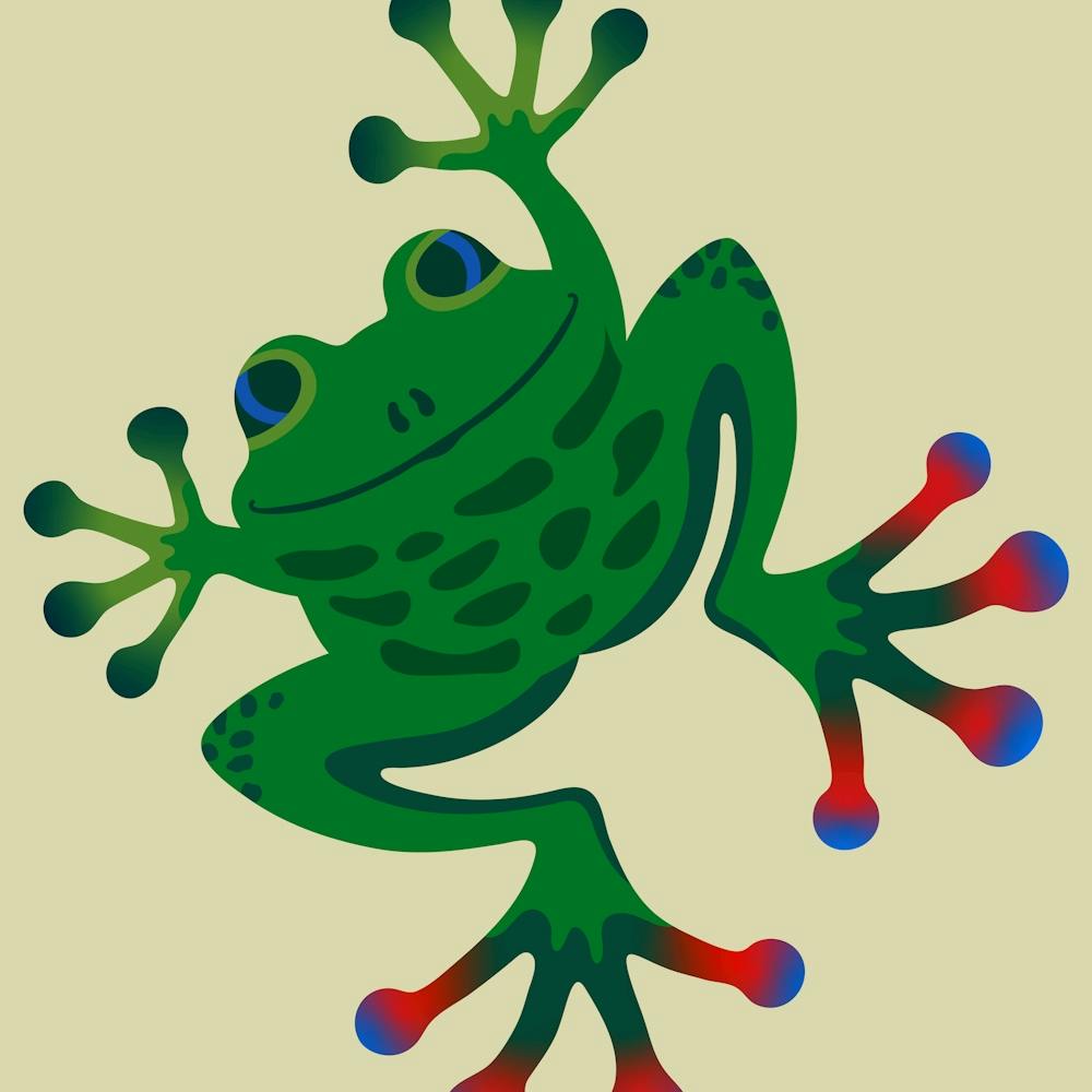 FROGGY SAYS HELLO Cute Smiling Jumping Friendly Frog Amphibian with Big Feet on Cream Kids