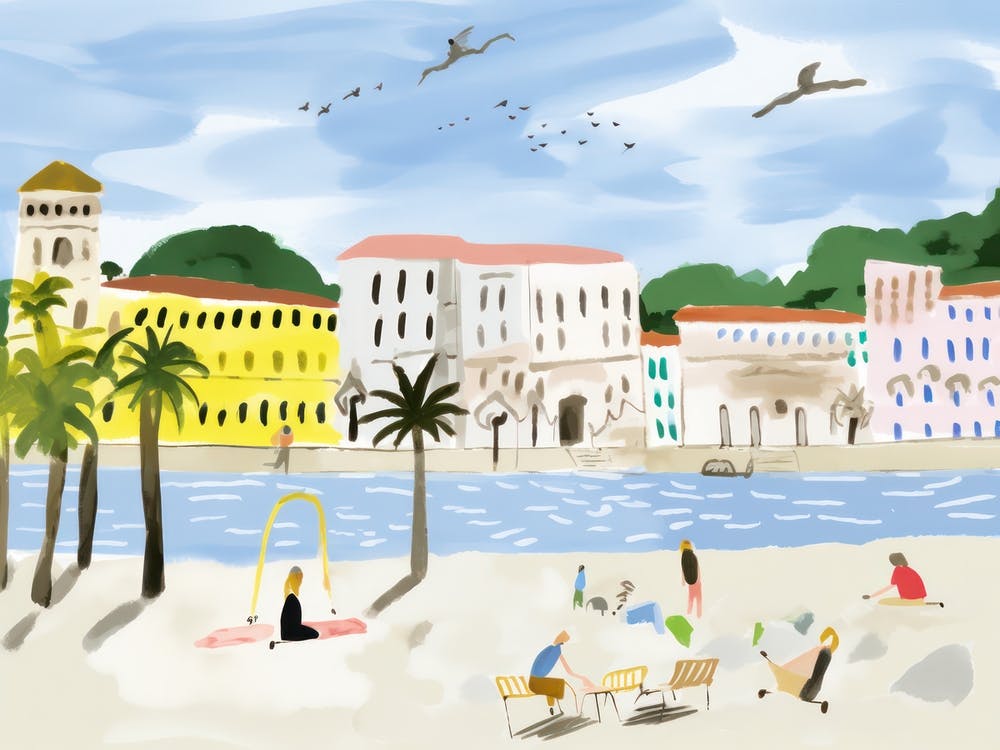 Trieste Italy Cute Watercolour Illustration 3