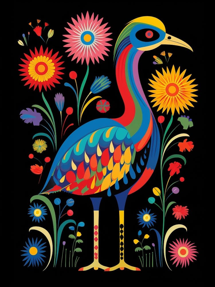 Folk Bird Illustration Emu 3
