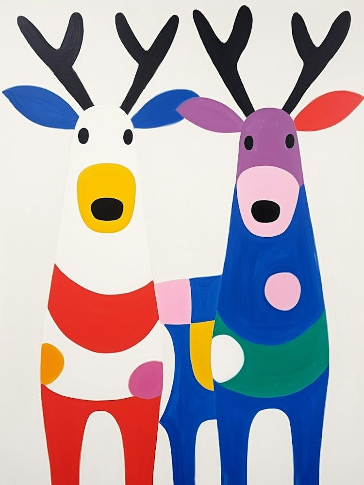 Colourful Kids Animal Art Reindeer 2