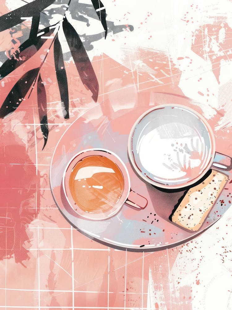 Pink Breakfast Food Tea And Biscuits 1