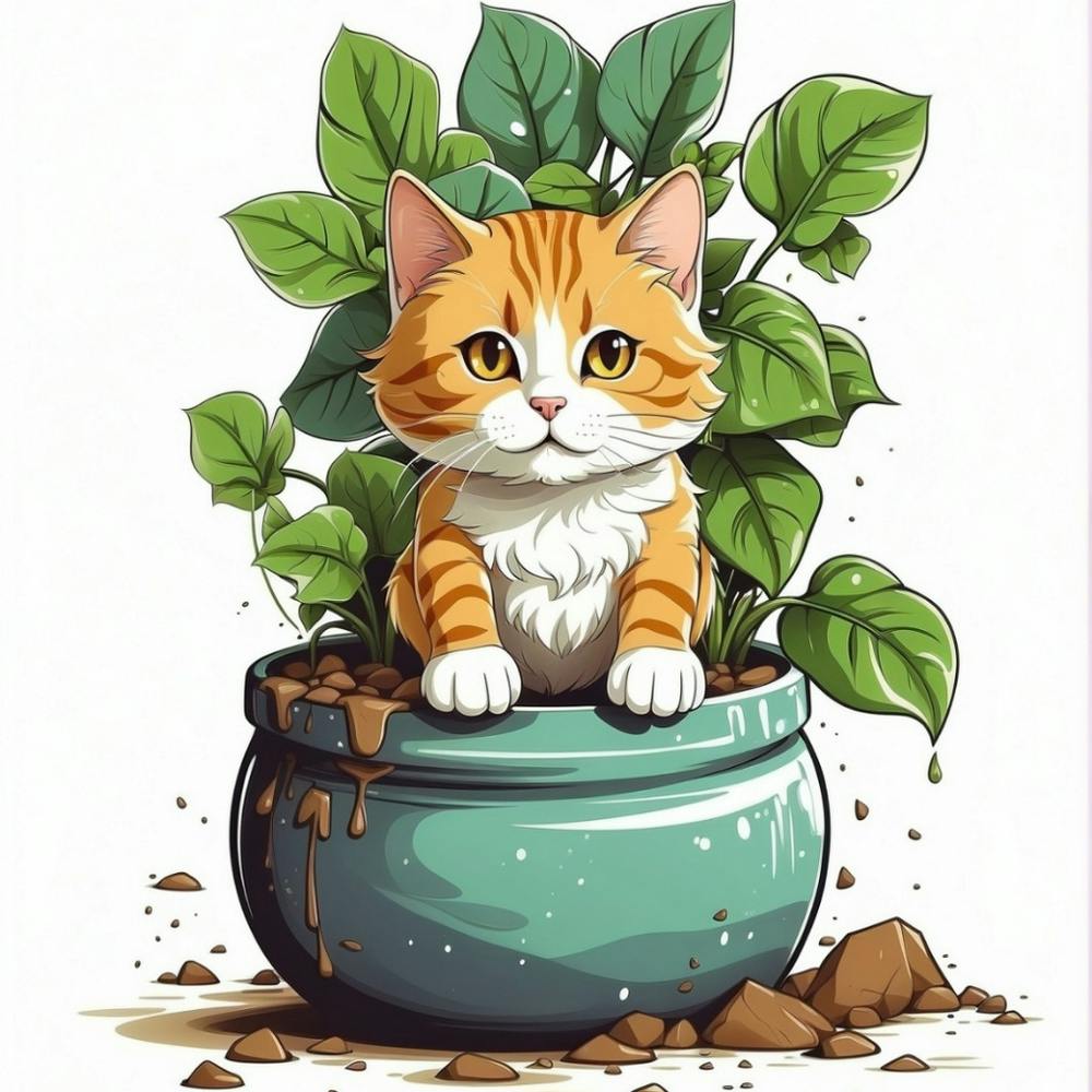 Cat In Pot