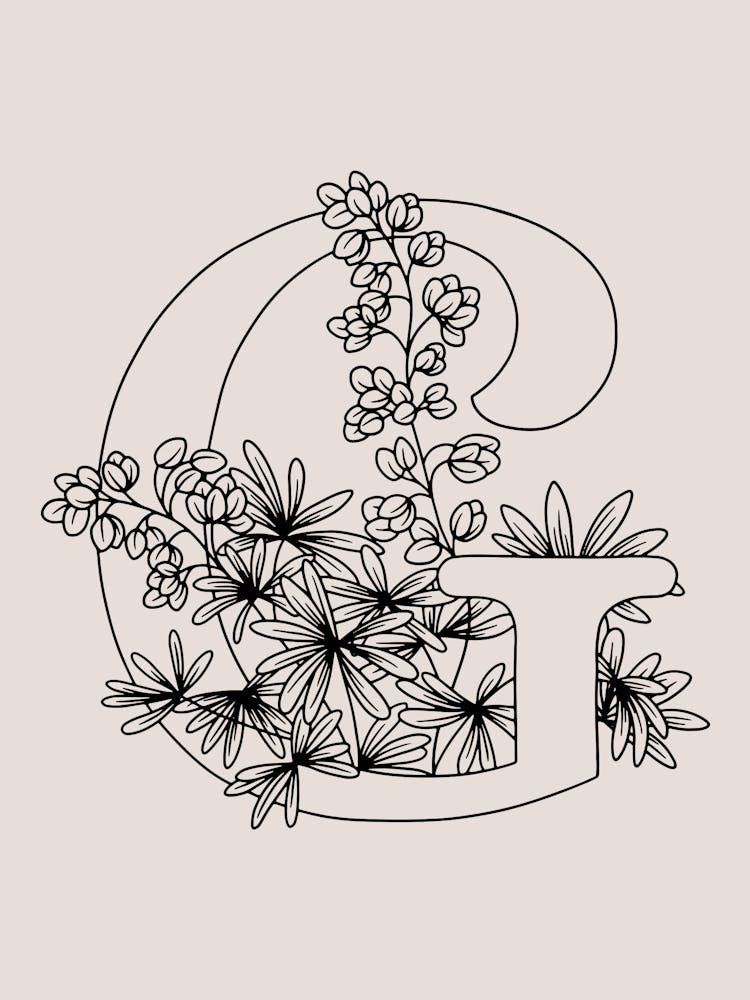 G FLORAL INITIAL