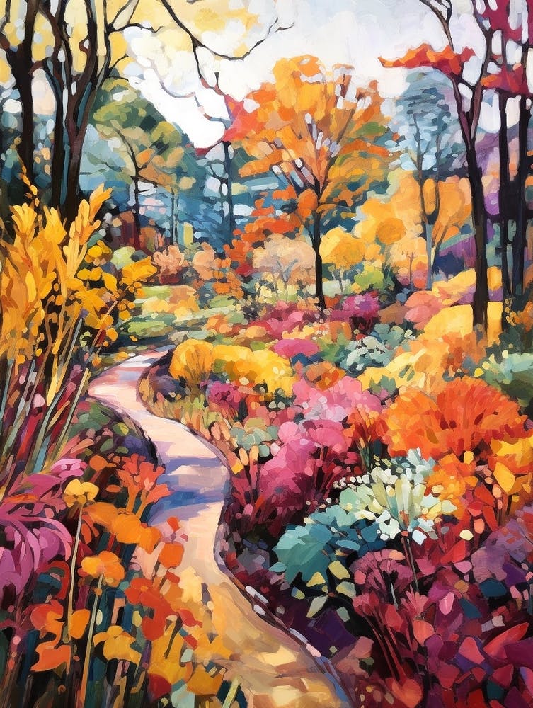 Autumn Gardens Painting Brooklyn Botanic Garden Usa 2
