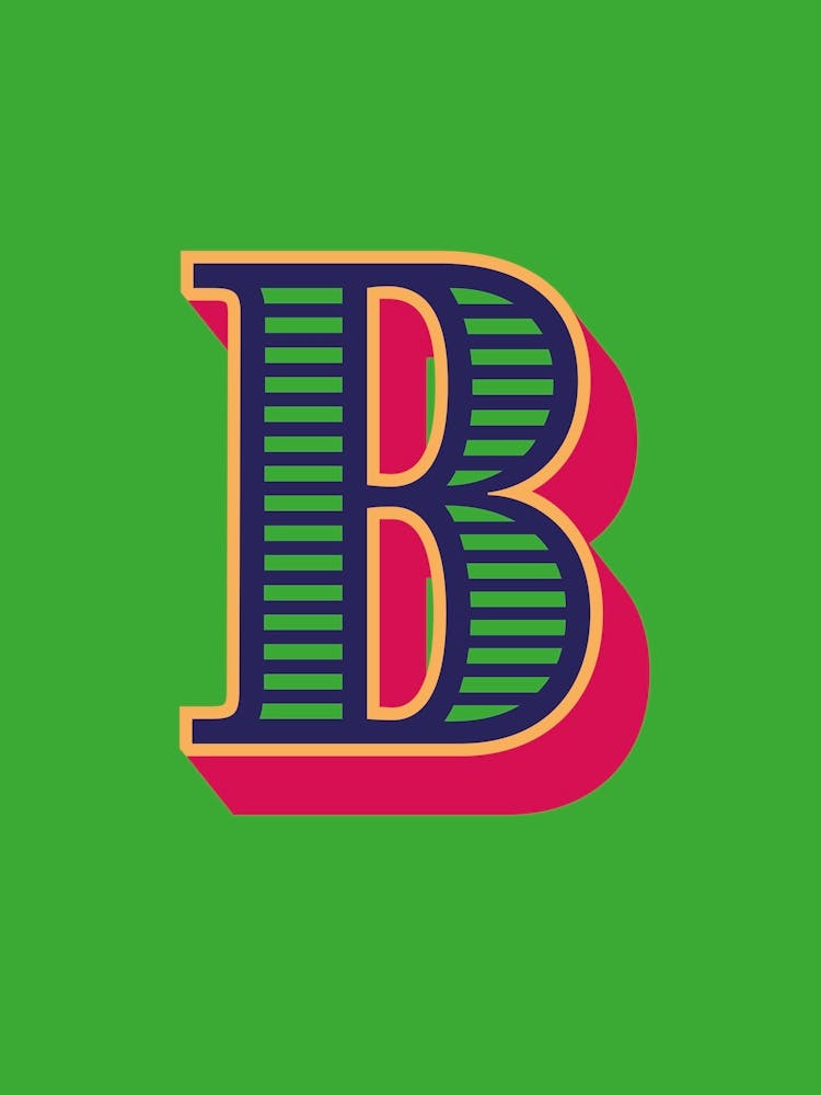 Decorative Letter B Vintage Typography Green