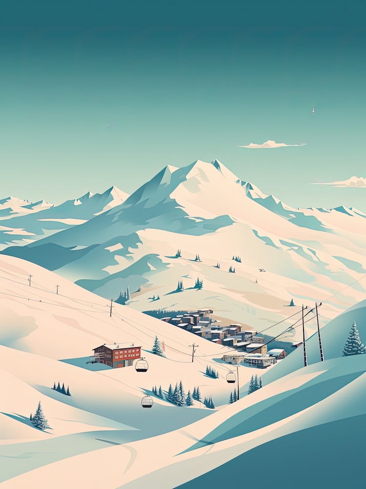 La Plagne   France, Ski Resort Illustration 1 Simple Style