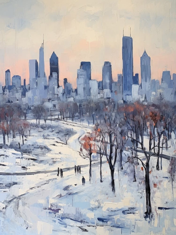 Winter City Park Painting Grant Park Chicago United States 3