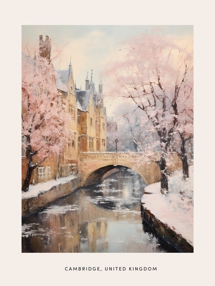 Dreamy Winter Painting Poster Cambridge United Kingdom 3