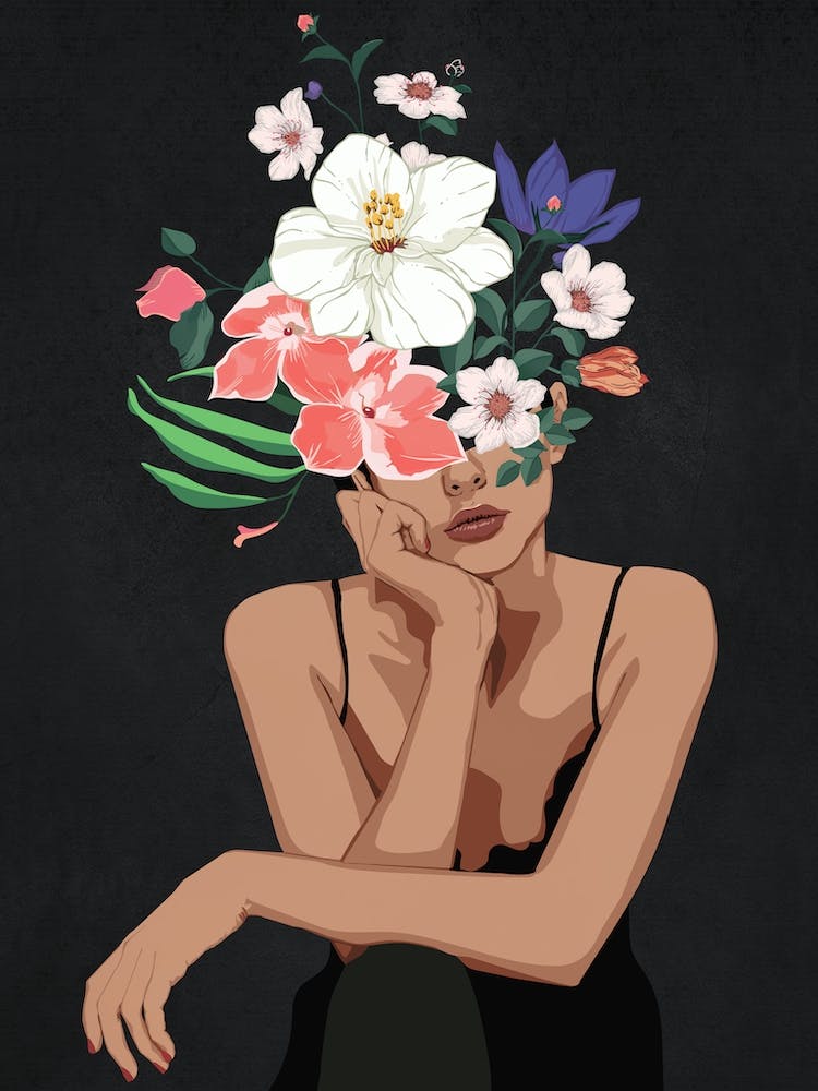 Woman With The Colorful Flower Bouquet 2