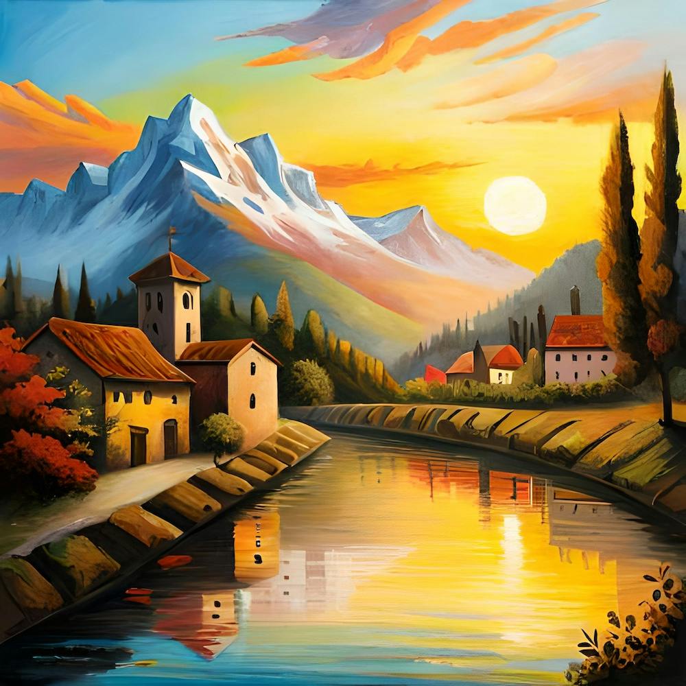 Coucher de soleil au bord de la rivière