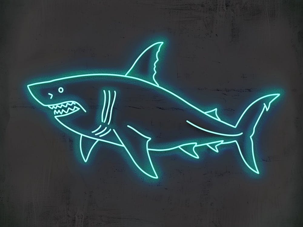 Blue Neon Great White Shark 5