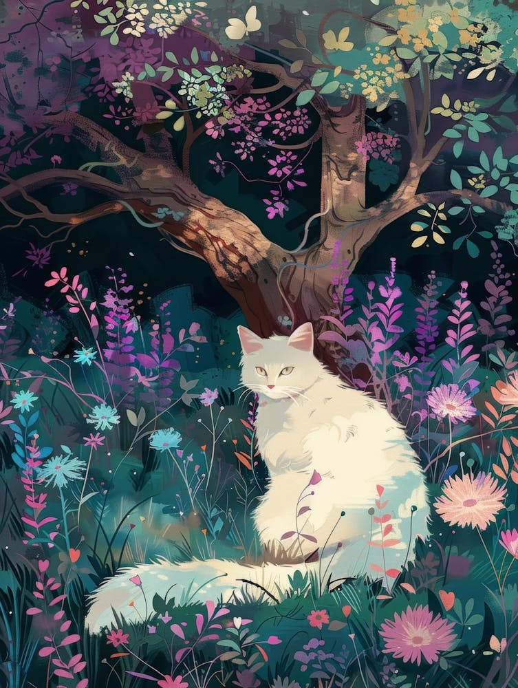 Weiße Katze im Wald 2