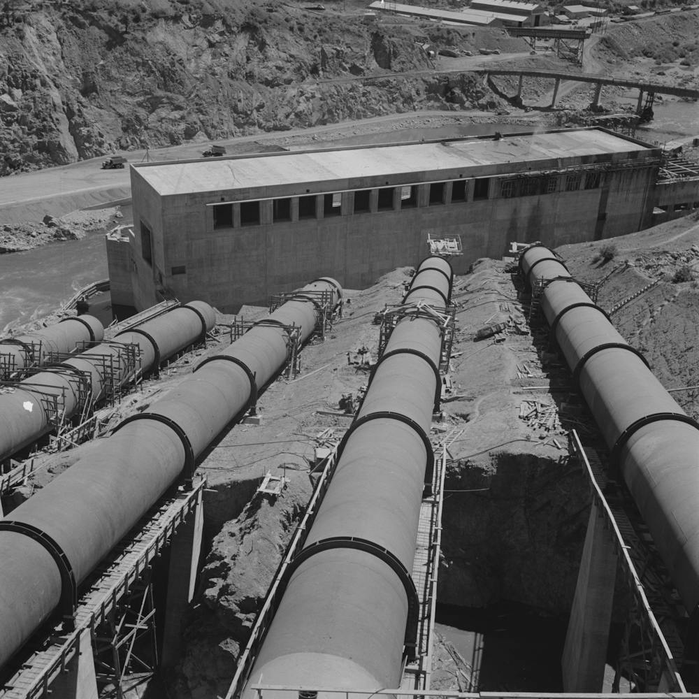 Shasta Dam, Shasta County, California, Penstocks, Pipes Which Carry Water To Hydroelectric Plant By Russell Lee