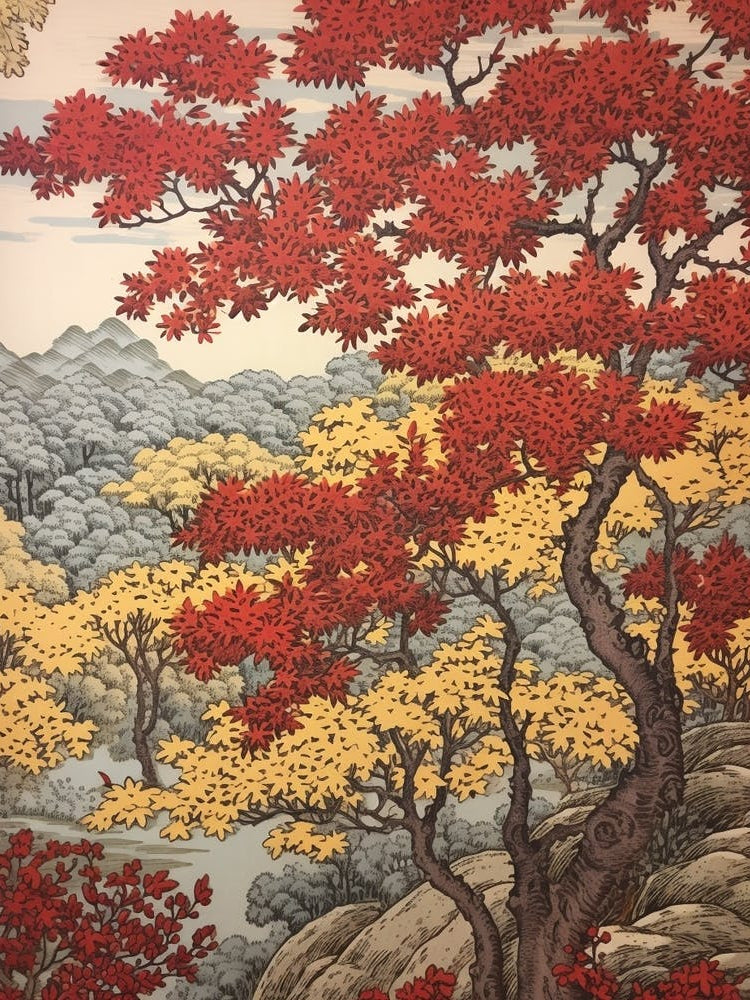 Cherry 1 Vintage Autumn Tree Print 