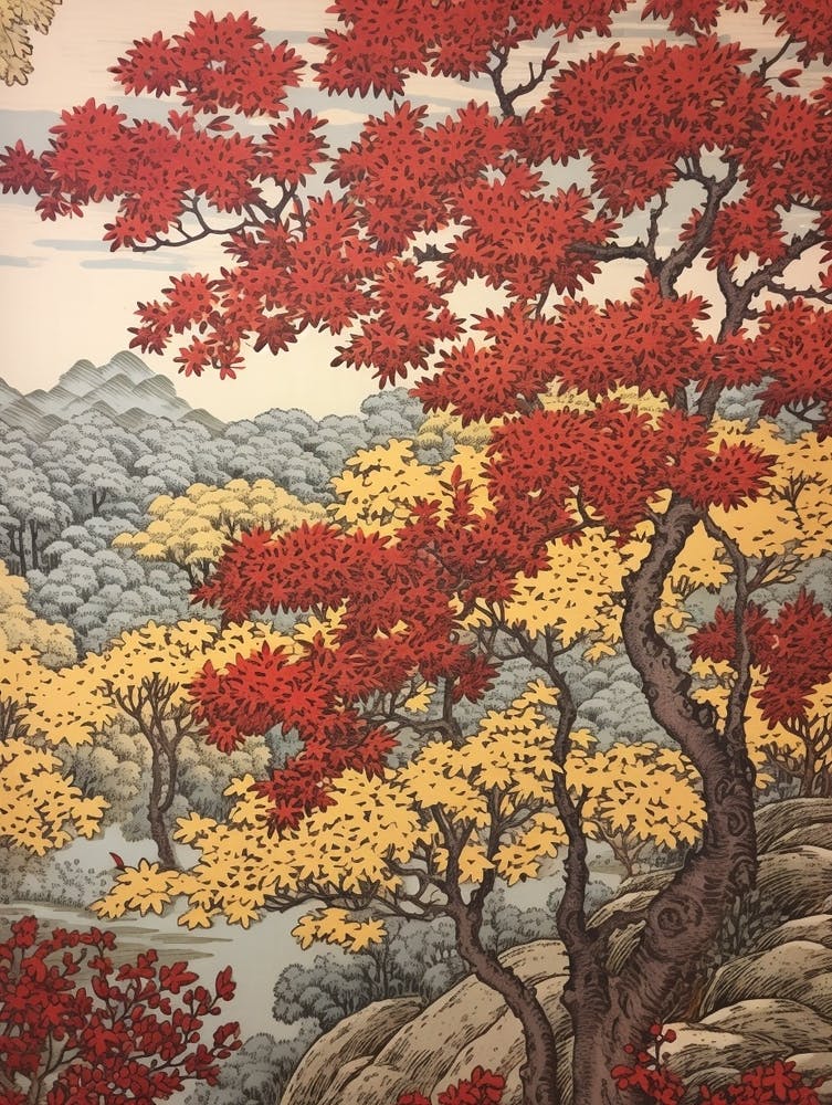 Cherry 1 Vintage Autumn Tree Print