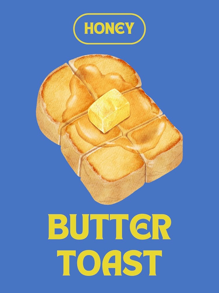 Honey Butter Toast Kitchen Illustration