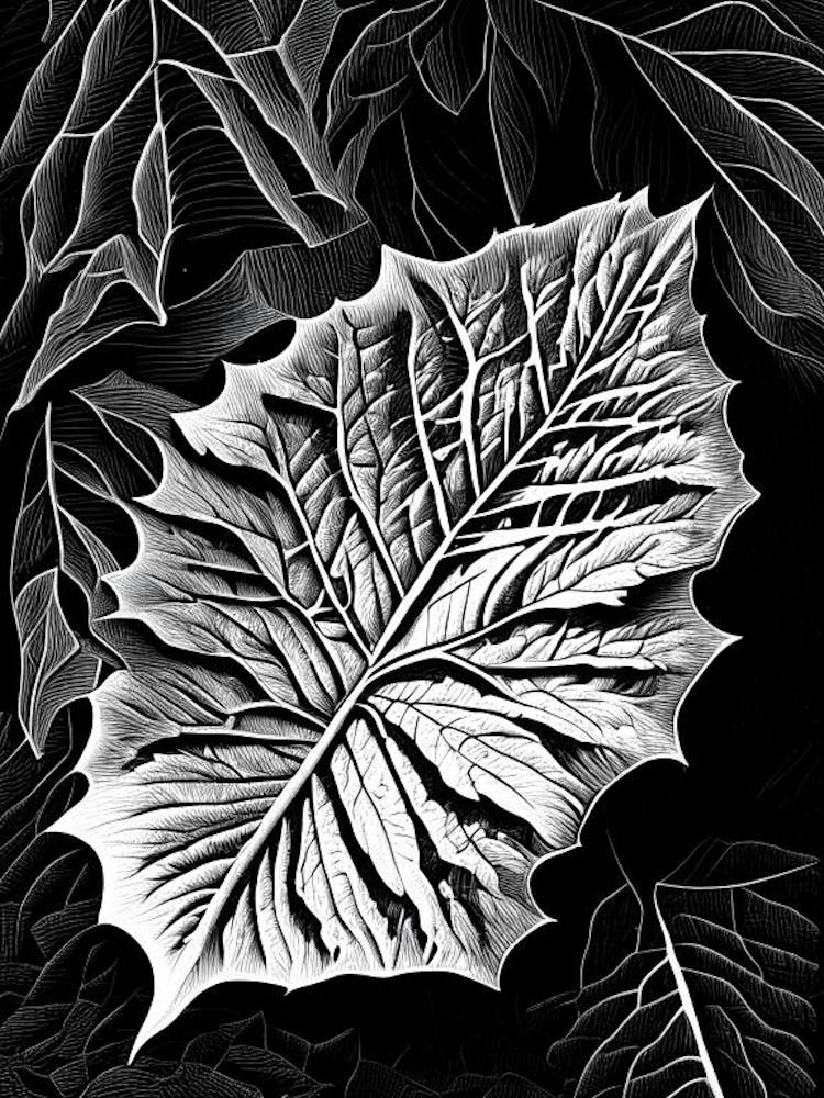 Sycamore Leaf Linocut 6