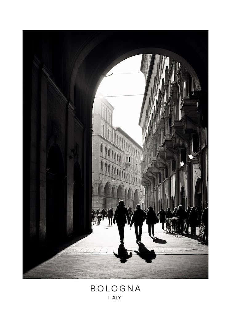 Poster Of Bologna, Italy, Black And White Analogue Photography 1