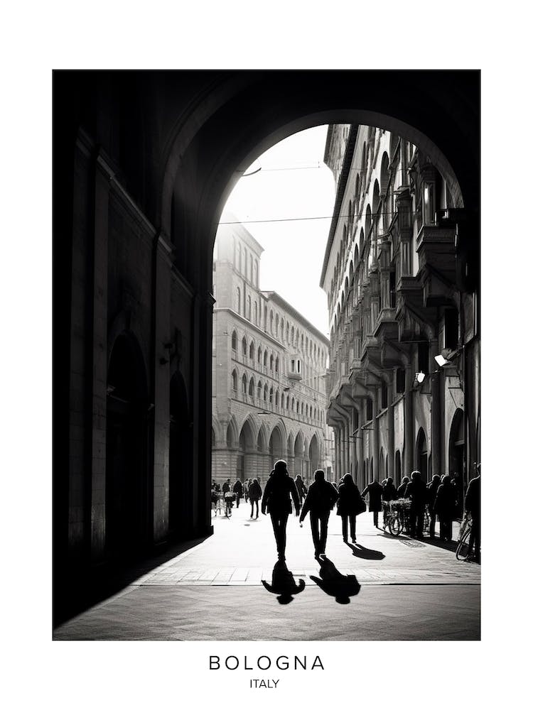 Poster Of Bologna, Italy, Black And White Analogue Photography 1