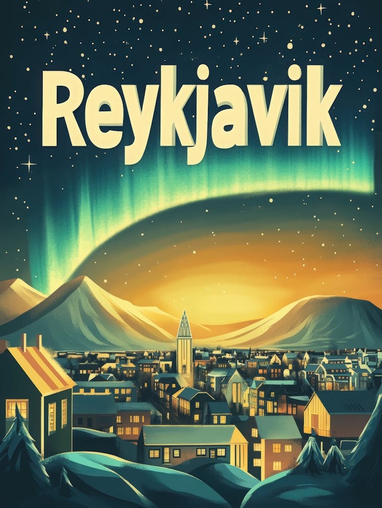 Aihrgdesign A 1970s Inspired Travel Poster For Reykjavik 3