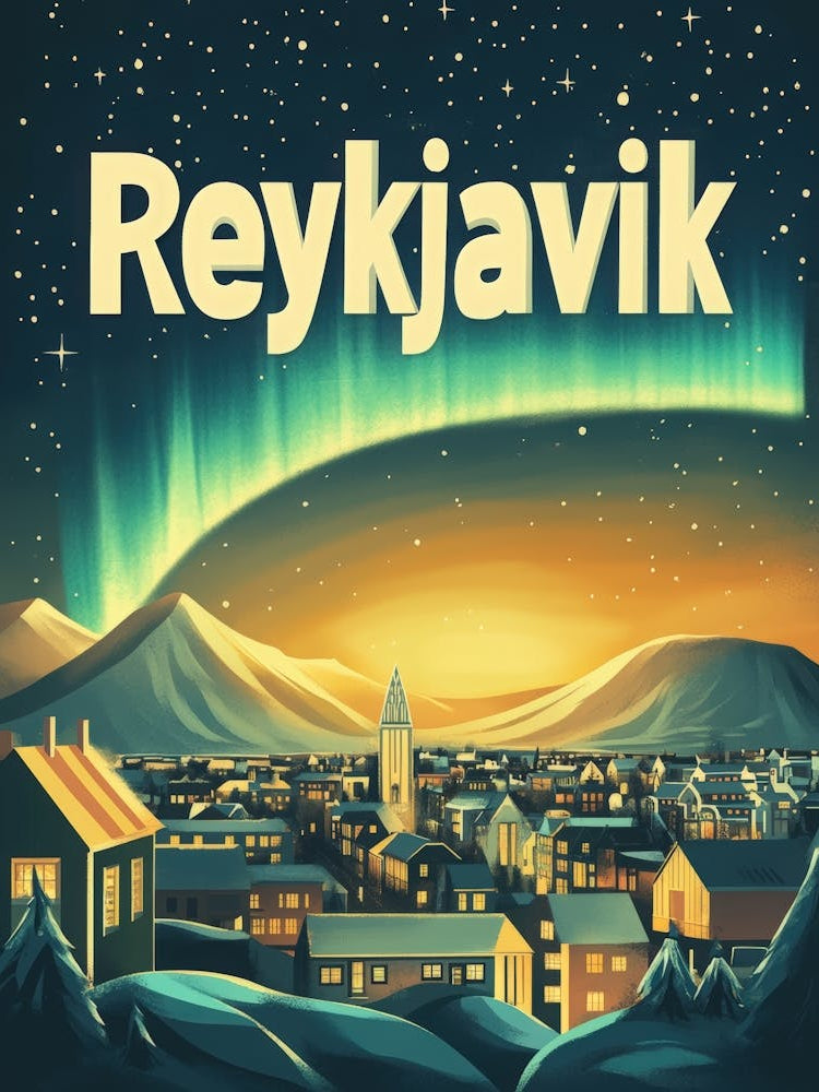 Aihrgdesign A 1970s Inspired Travel Poster For Reykjavik 3