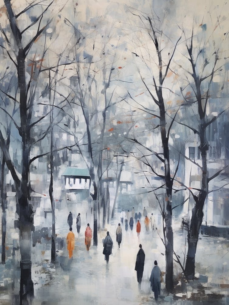 Winter City Park Painting Peoples Park Shanghai China 4