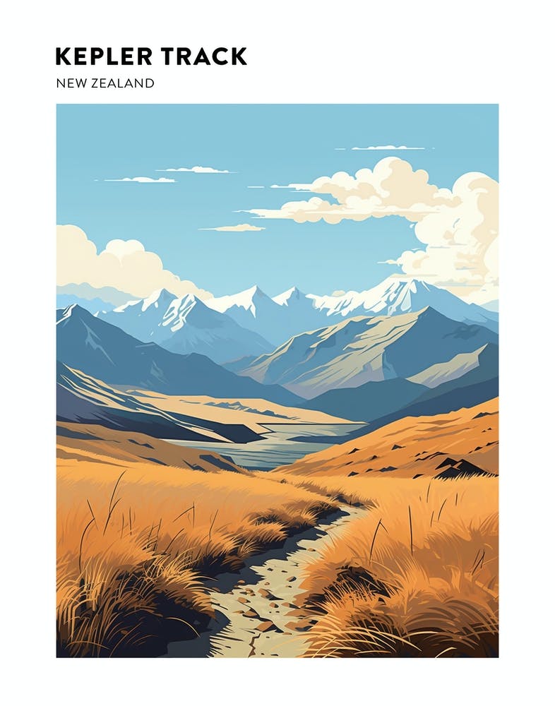Kepler Track New Zealand 2 Hiking Trail Landscape Poster