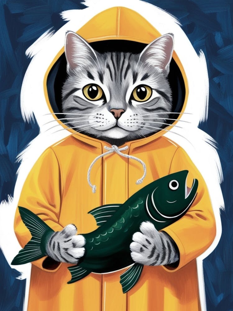 Cat In Yellow Raincoat 1