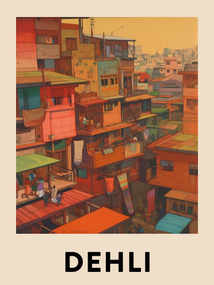 Dehli 5 Vintage Travel Poster