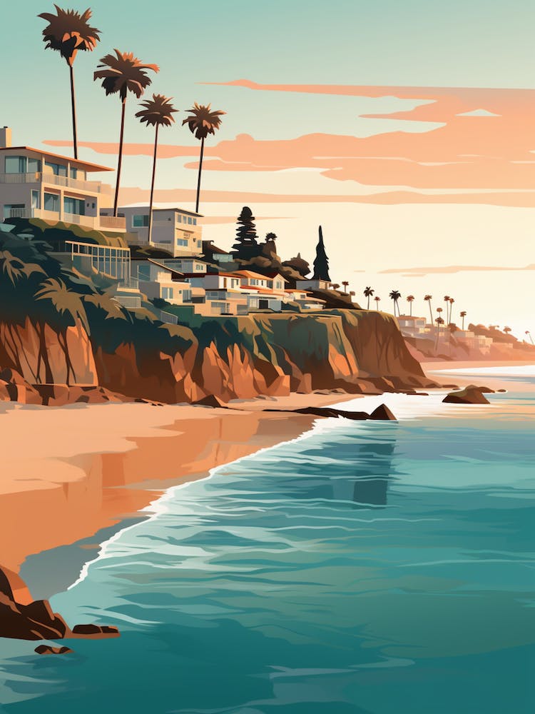 Laguna Beach California Mediterranean Style Illustration 2