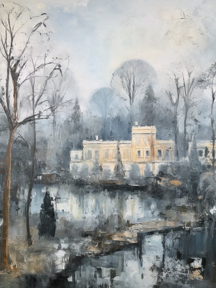 Winter City Park Painting Villa Doria Pamphili Rome Italy 1