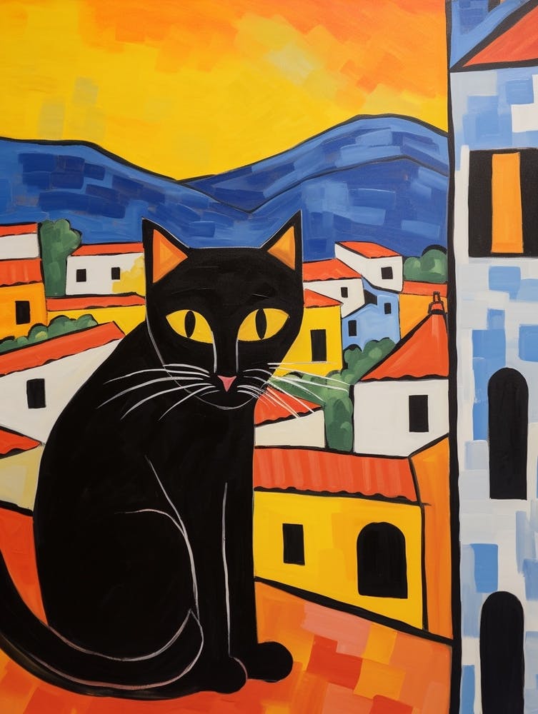 Painting Of A Cat In Assisi Italy