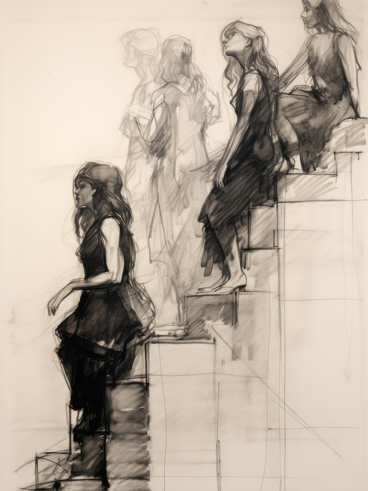Wating On The Steps Study Sketch