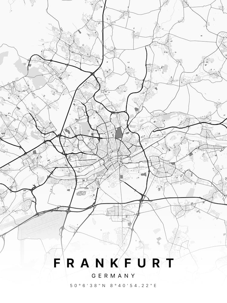 Frankfurt Germany USA White Map