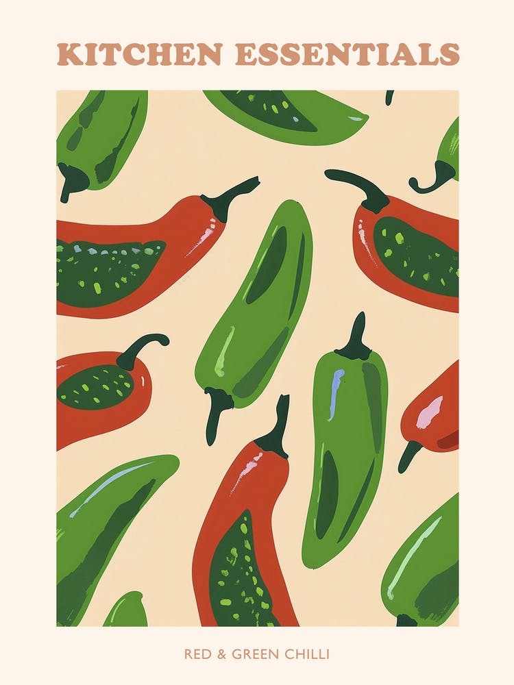 Red & Green Chilli Pattern Poster 1