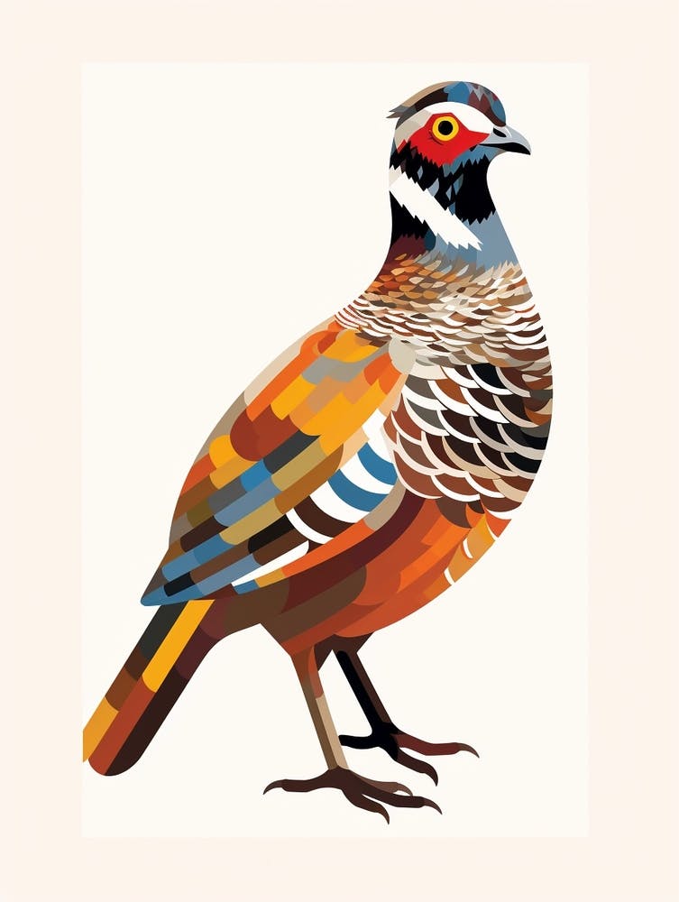 Colourful Geometric Bird Grouse 2