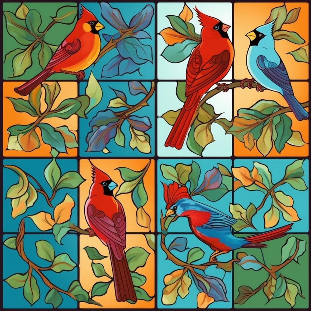 Cardinals In Stained Glass