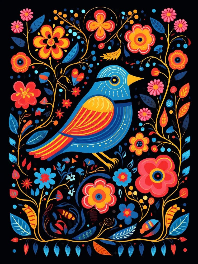 Folk Bird Illustration Eastern Bluebird 3