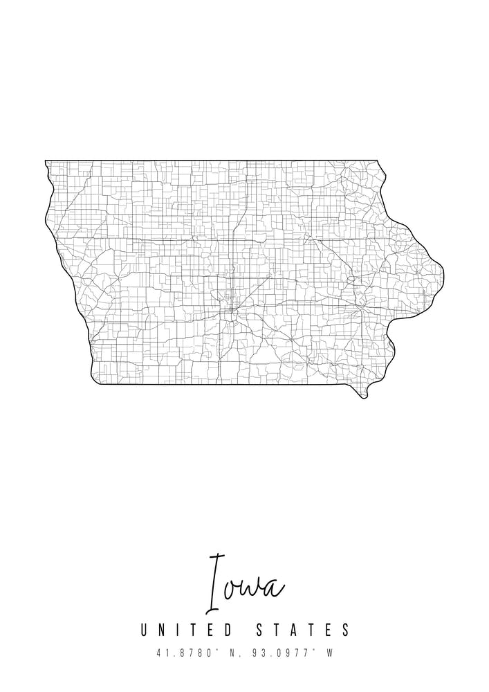 Iowa Minimal Street Map