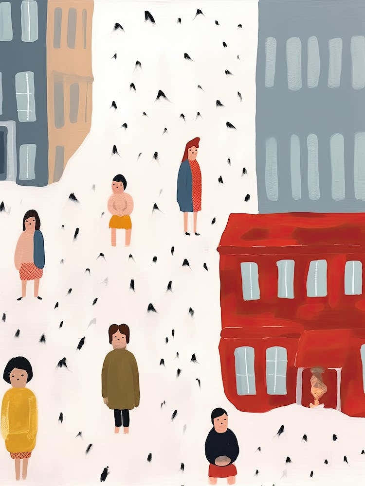 London Red Bus Scene, Tiny People And Illustration 8