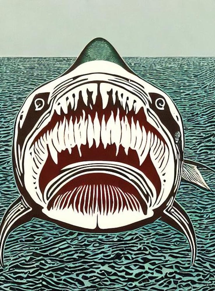Megamouth Shark Linocut